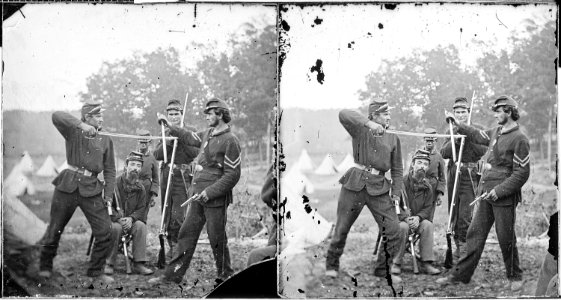 Group of infantry, mock swordplay - NARA - 530571