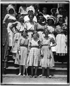 Group of men and girls working in the Aragon Mill. Rock Hill, S.C. - NARA - 523538