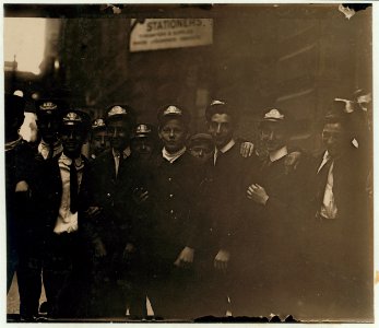 Group of Messengers, lower Broadway. LOC nclc.03691