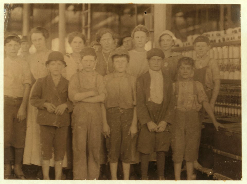 Group of workers in the Massachusetts Mills, Lindale, Ga. Photo taken at noon, April 12, 1913, while they were being paid off. During the days following this, I proved the ages of nearly a LOC nclc.02793