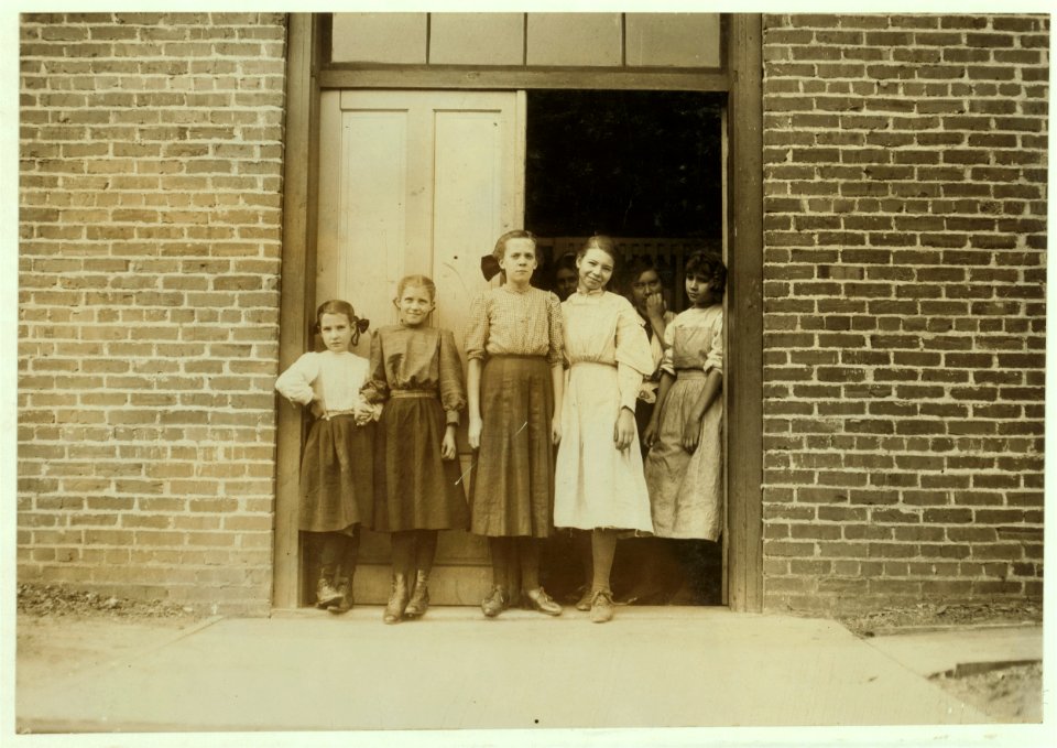 Group of young girls, all working in May Hosiery Mills. LOC nclc.01889