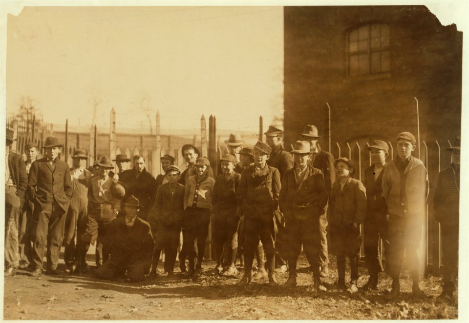 Group of workers in Indian Head Mills. Youngest ones would not be photo'd. (See label 1839.) LOC nclc.01960
