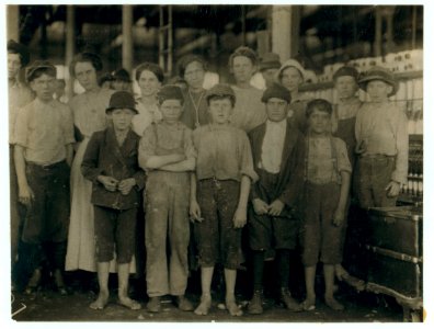 Group of workers in the Massachusetts Mills, Lindale, Ga. Photo taken at noon, April 12, 1913, while they were being paid off. During the days following this, I proved the ages of nearly a LOC nclc.02792