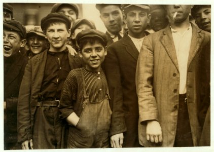 Group of workers. The smallest boy in the middle of group is Secondino Libro, 34 Walnut Street. Apparently 10 or 11. Works in No. 4 Spinning room. LOC nclc.05476