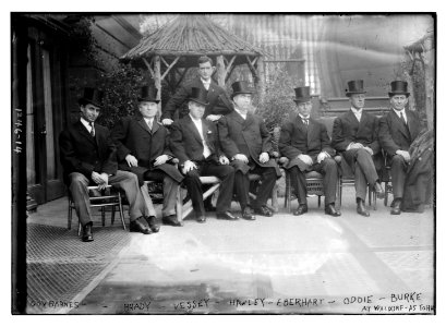 Group photograph- Gov. Barnes, Brady, Vessey, Hawley, Eberhart, Oddie, Burke at Waldor Astoria LCCN2014686461