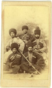 Group portrait of five men, seated, facing front LCCN99615617
