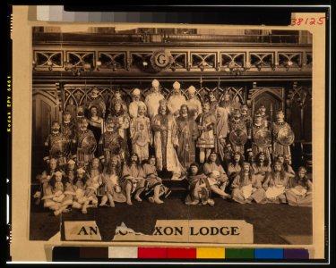 Group portrait of Freemasons of Anglo-Saxon Lodge, seated and standing, in ceremonial dress LCCN2001695466