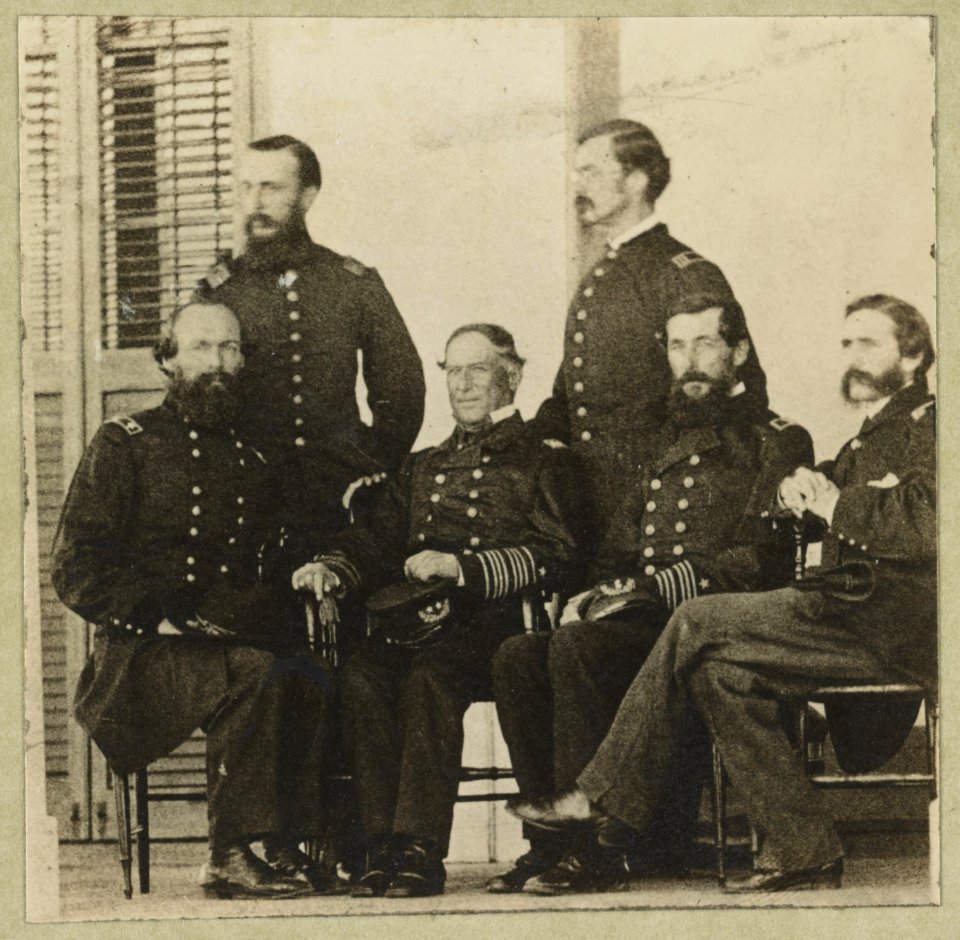 Group portrait of officers with Admiral David G. Farragut seated, center LCCN2013647395