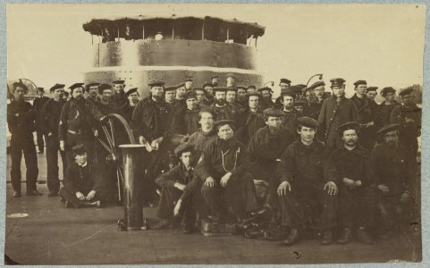 Group portrait of the crew on the deck of an ironclad LCCN2013647351