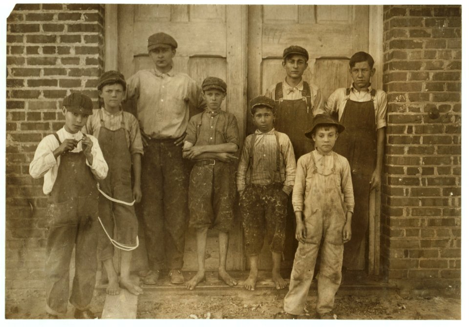 Groups of doffers, etc., all working in the Liberty Cotton Mill, Clayton, N.C., taken at 10-00 A.M., October 29th, 1912. I saw a few very young spinners, one apparently ten years old, LOC nclc.02674
