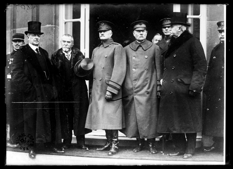 Group; J.J. Jusserand, 2nd from left, John J. Pershing, center LCCN2016887099
