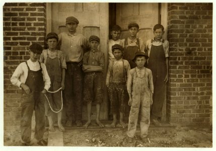Groups of doffers, etc., all working in the Liberty Cotton Mill, Clayton, N.C., taken at 10-00 A.M., October 29th, 1912. I saw a few very young spinners, one apparently ten years old, LOC nclc.02673