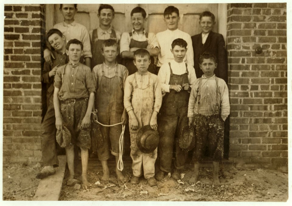Groups of doffers, etc., all working in the Liberty Cotton Mill, Clayton, N.C., taken at 10-00 A.M., October 29th, 1912. I saw a few very young spinners, one apparently ten years old, LOC nclc.02675