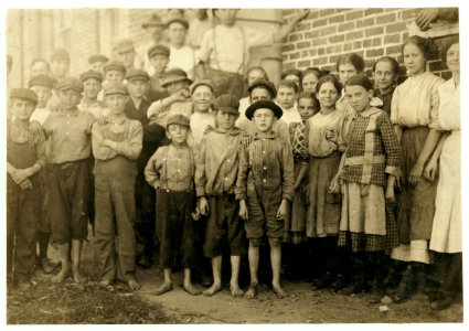 Groups of workers in Clayton (N.C.) Cotton Mills. Every one went in to work when whistle blew, and I saw most of them at work during the morning when I went through. Mr. W.H. Swift talked LOC nclc.02688