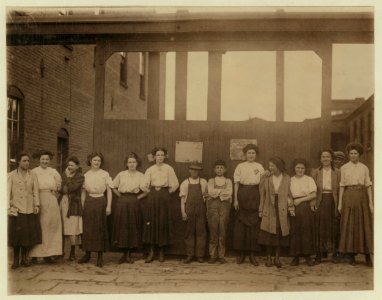 Groups of workers in Hand Silk Mill. LOC nclc.01882