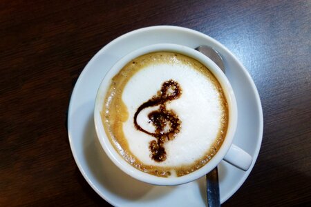Treble clef artwork coffee cup