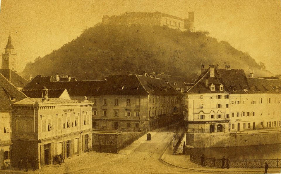 Frančiškanski most in Špitalska ulica 1880-2