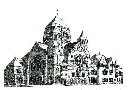 Große Synagoge an der Kasernenstraße in Düsseldorf erbaut 1903 von Josef Kleesattel, Ansicht