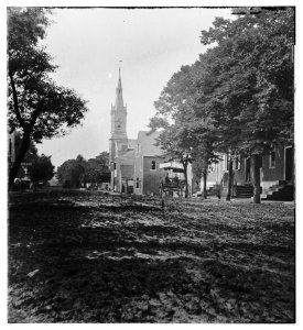 Fredericksburg, Virginia. View on Princess Anne Street showing Baptist church and 6th Corps hospital LOC cwpb.01612