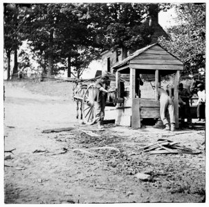 Fredericksburg, Virginia. Soldiers drawing water from a well. Army of the Potomac LOC cwpb.01839