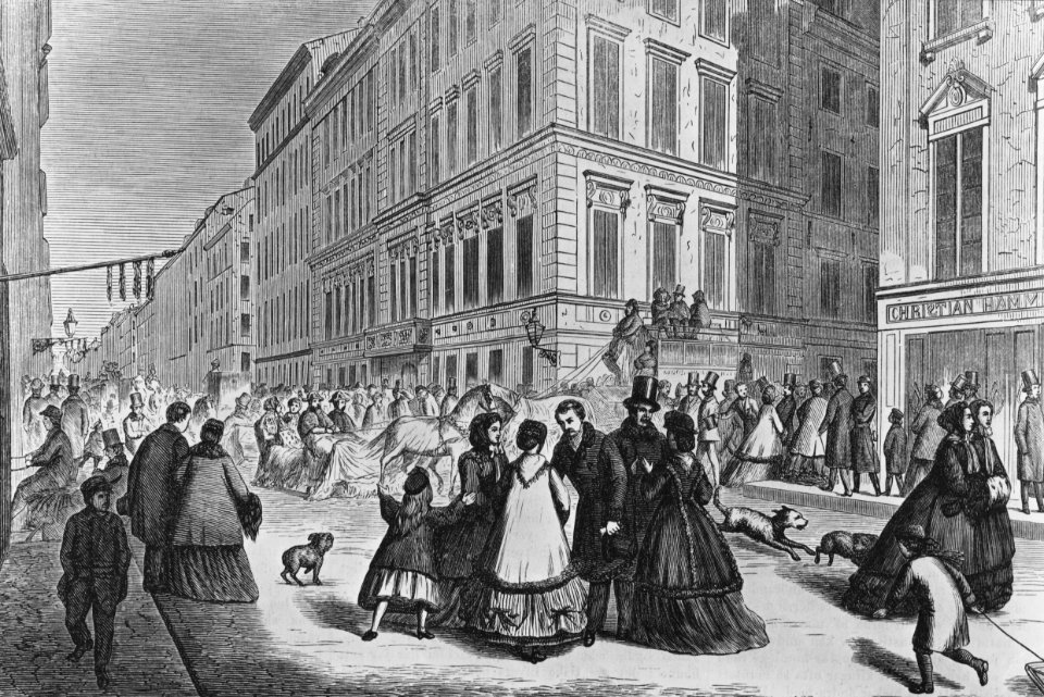 Fredsgatan - Drottninggatan vinter 1867