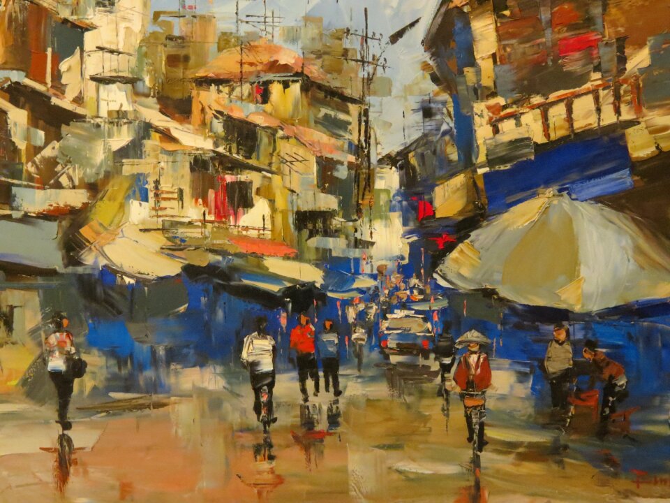 Painting city oil paint