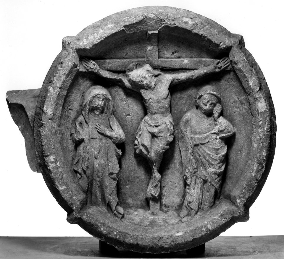 French - Central Fragment of a Market Cross with the Crucifixion and a Charging Knight - Walters 27270 - Side B