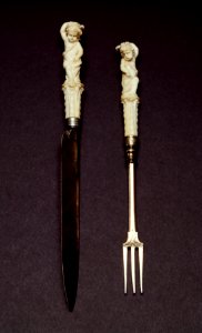 French - Fork and Knife with Child, Drapery and Fruit - Walters 71366, 71367 - Front Group