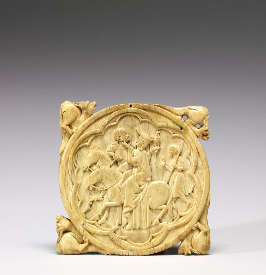 French - Mirror Cover with Hawking Scene - Walters 71275