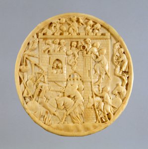 French - Mirror Case with Attack on the Castle of Love - Walters 71169 - Top