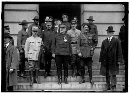 FRENCH COMMISSION TO U.S. AT STATE DEPT. GEN. DUVAL; S. CROSBY, U.S.N.; MARSHALL JOFFRE; LT.TESSON; COL.FABRE. ABOVE JOFFRE IS CAPT. U.S. GRANT, 3RD, U.S.A. LCCN2016867660