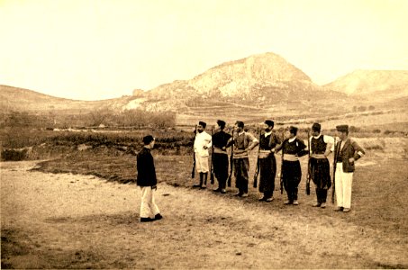 French Corporal Drilling Cretan Village Guards (1898). Frontispiece