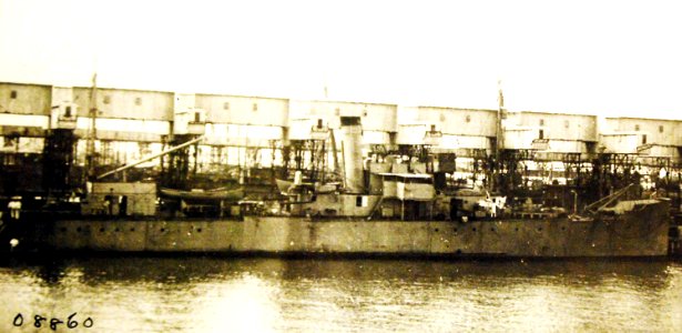 French destroyer La Suippe in front of largest European grain elevator, Novorossiysk, Russia (27423282504)