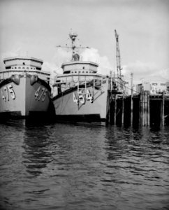 French minesweepers fitting out at Bellingham Shipyards c1953