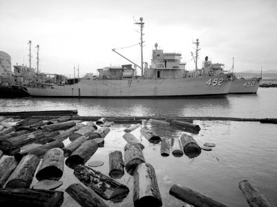 French minesweepers Berneval (M613) and Garigliano (M617) fitting out c1953 photo
