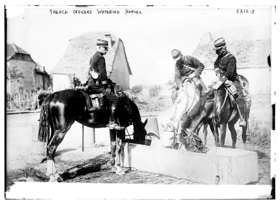 French Officers watering horses LCCN2014697339