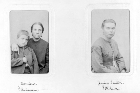 French political leaders, and revolutionaries who took part in the Paris Commune of 1871- Danniers (woman with boy in Napoleonic pose) (and) Louise Fautin, Petroleuses LCCN2004670801