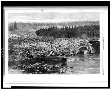 Freshets in the West-great jam of logs at Chippewa Falls boom, Wisconsin - Photographed by N.A. Preston. LCCN92515013