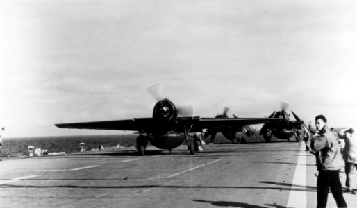 French TBM-3W on aircraft carrier in 1950s