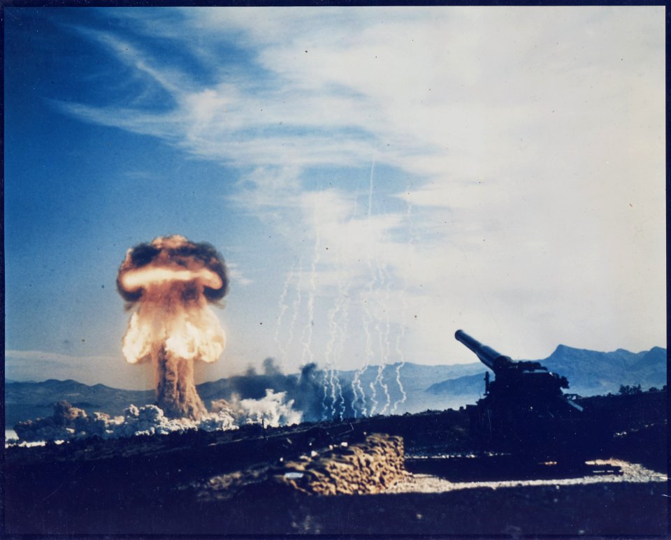 Frenchman's Flat, Nevada - Atomic Cannon Test - History's first atomic artillery shell fired from the Army's new... - NARA - 558590