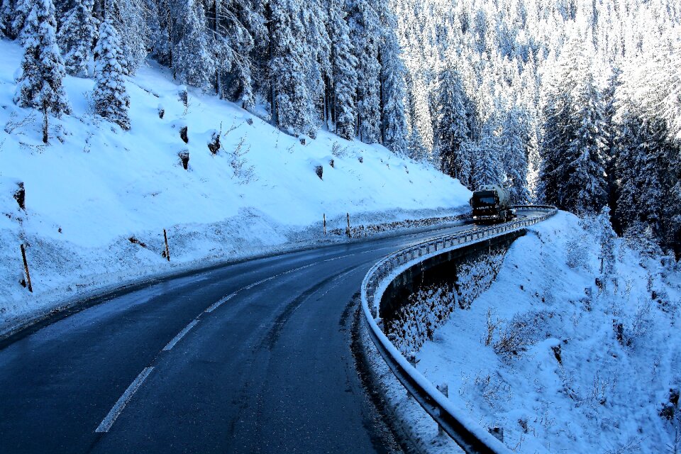 Wet asphalt snow frost
