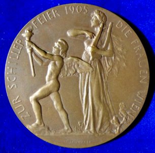Friedrich Schiller, German Poet and Surgeon 100th Death Anniversary Medal Vienna 1905, reverse photo