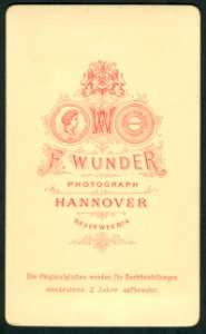 Friedrich Karl Wunder CDV junger Mann mit Krawatte Rückseite