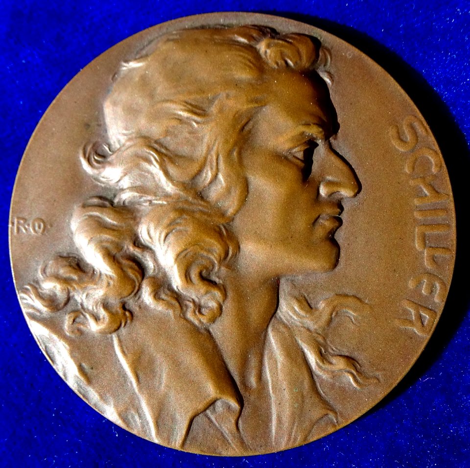 Friedrich Schiller, German Poet and Surgeon 100th Death Anniversary Medal Karlsruhe 1905 ND, obverse