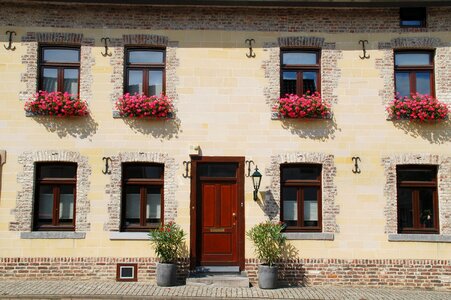 Window facade flower boxes photo