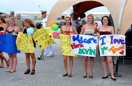 Friends and Family greet USS Key West in Guam. (8189827929)