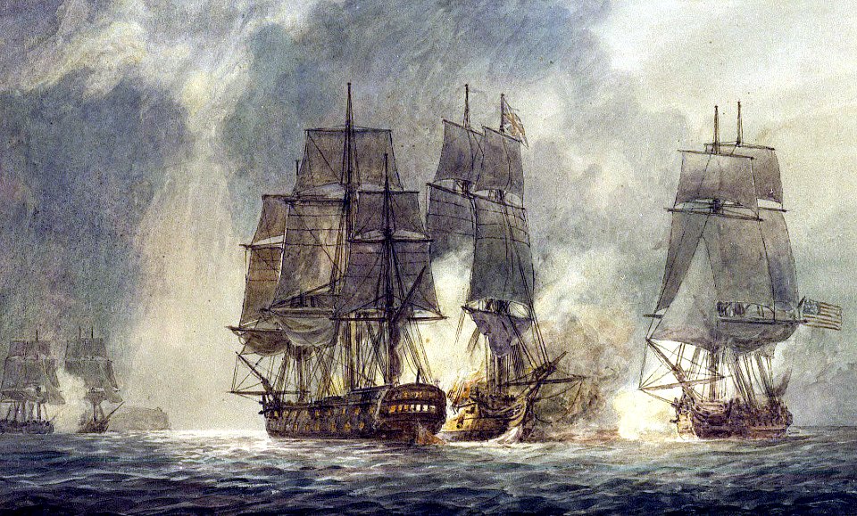 Frigates Bonhomme Richard and Alliance vs HMS Serapis, 23 September 1779 NH 56464 KN (16544179324)