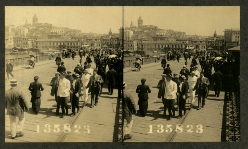 From the middle of the Galata Bridge looking toward the European part of Constantinople LCCN2004672925