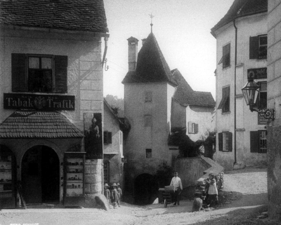 Frohnleiten - der Tabor, im Hintergrund Schloß Rabenstein - um 1900