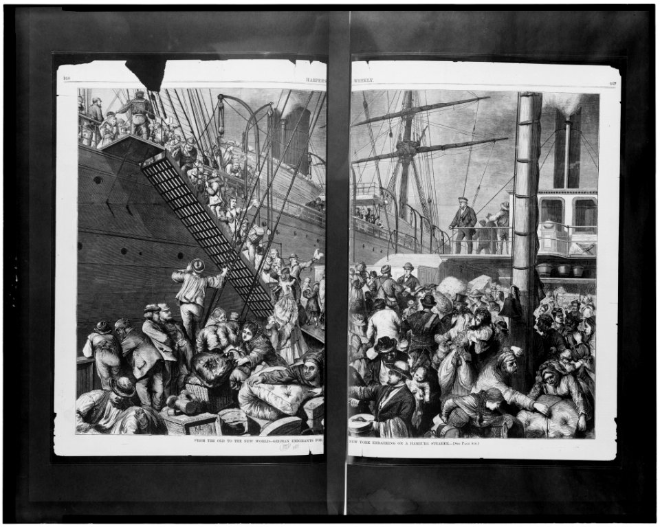 From the old to the new world - German emigrants for New York embarking on a Hamburg steamer LCCN90711902